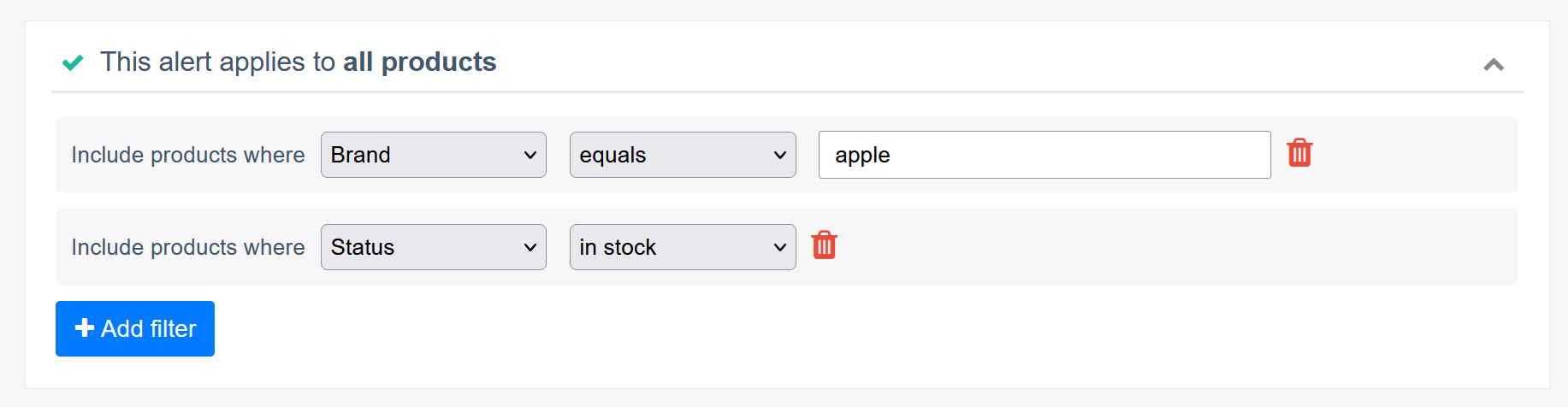 Setup a product filter