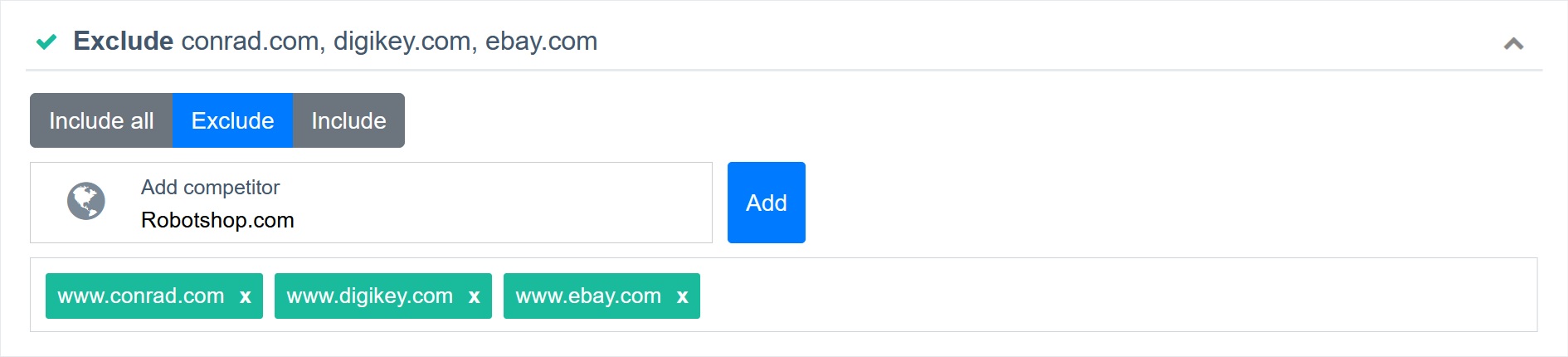 Competitor Search for repricing rules Competitor Search for repricing rules